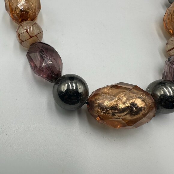3/$30 NY Necklace Amber Color Purple Faceted Acrylic Beads Chunky Statement 18" - Picture 6 of 11